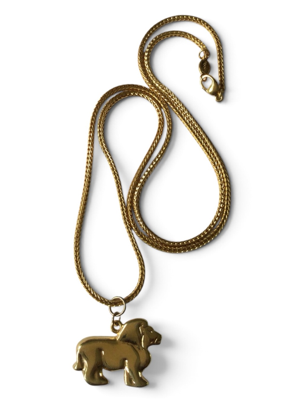 Vintage Stamped Napier Gold-Tone Lion Pendant Necklace - Picture 7 of 16